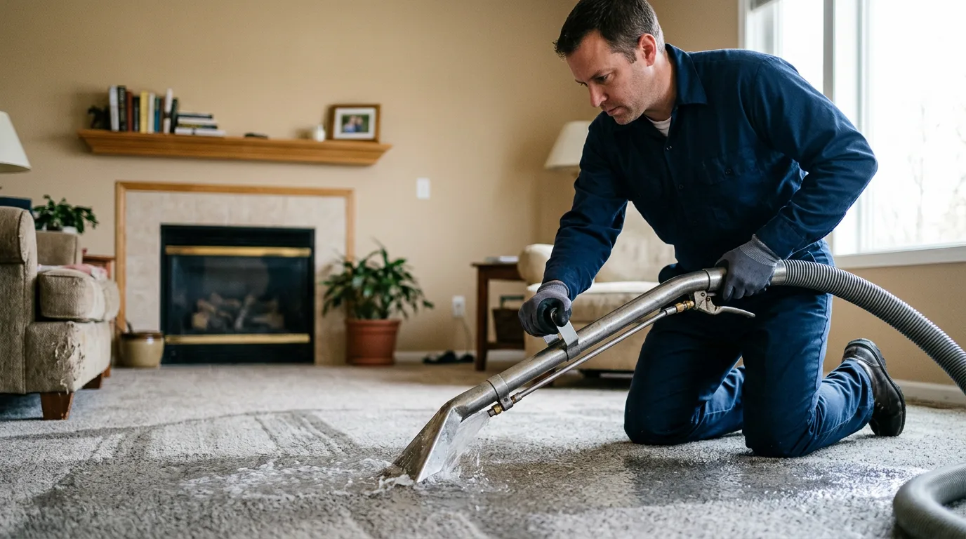 Water damage restoration technician working near Luray, KS